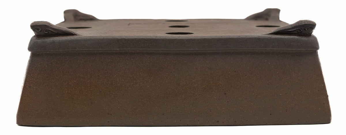 Nakano Yokizou 1st Gen Gyouzan Unglazed Rectangle Bonsai Pot 11.5"