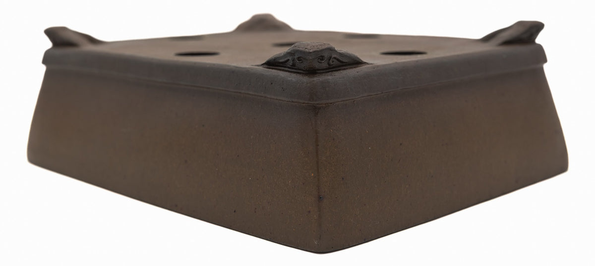 Nakano Yokizou 1st Gen Gyouzan Unglazed Rectangle Bonsai Pot 11.5"