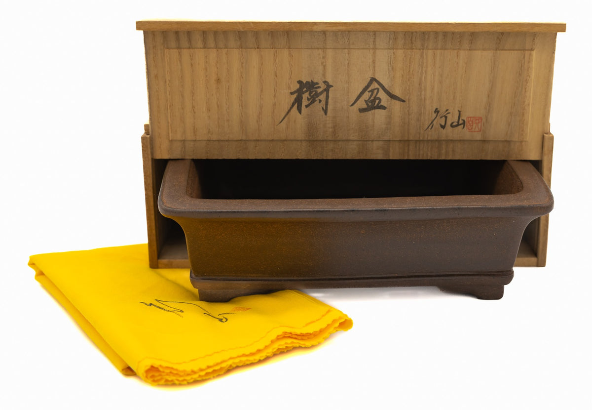Gyouzan Nakano Yokizou 1st Gen Vintage Unglazed Rectangle Bonsai Pot 11"