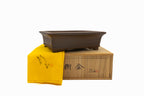Medium Rectangular Unglazed Gyouzan Japanese Bonsai Pot – Nail Signed with Kiribako Box
