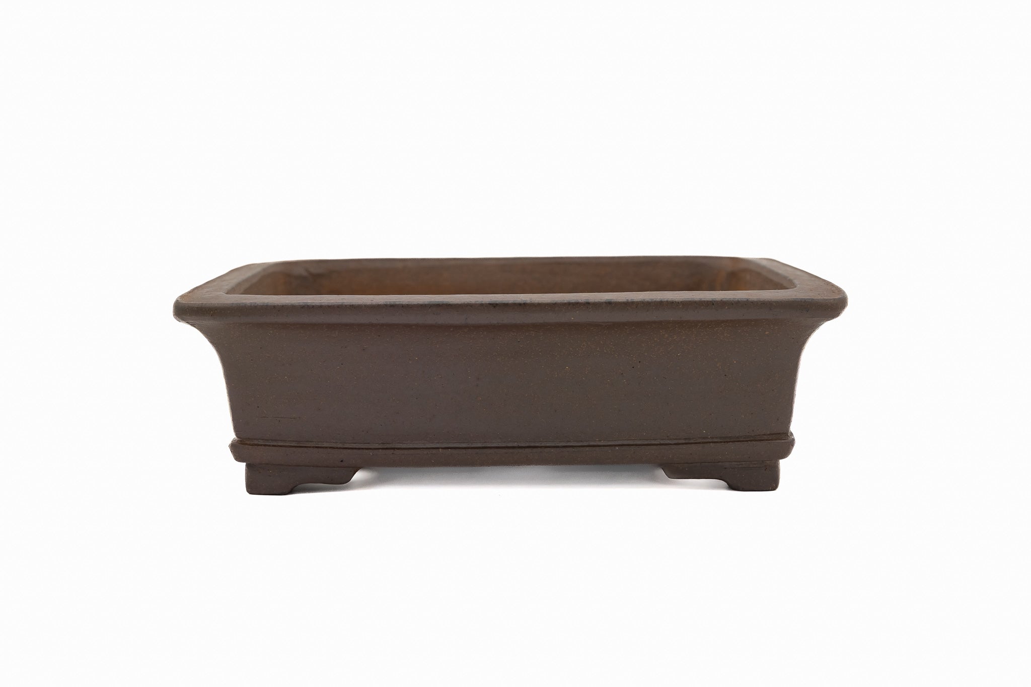 Medium Rectangular Unglazed Gyouzan Japanese Bonsai Pot – Nail Signed with Kiribako Box