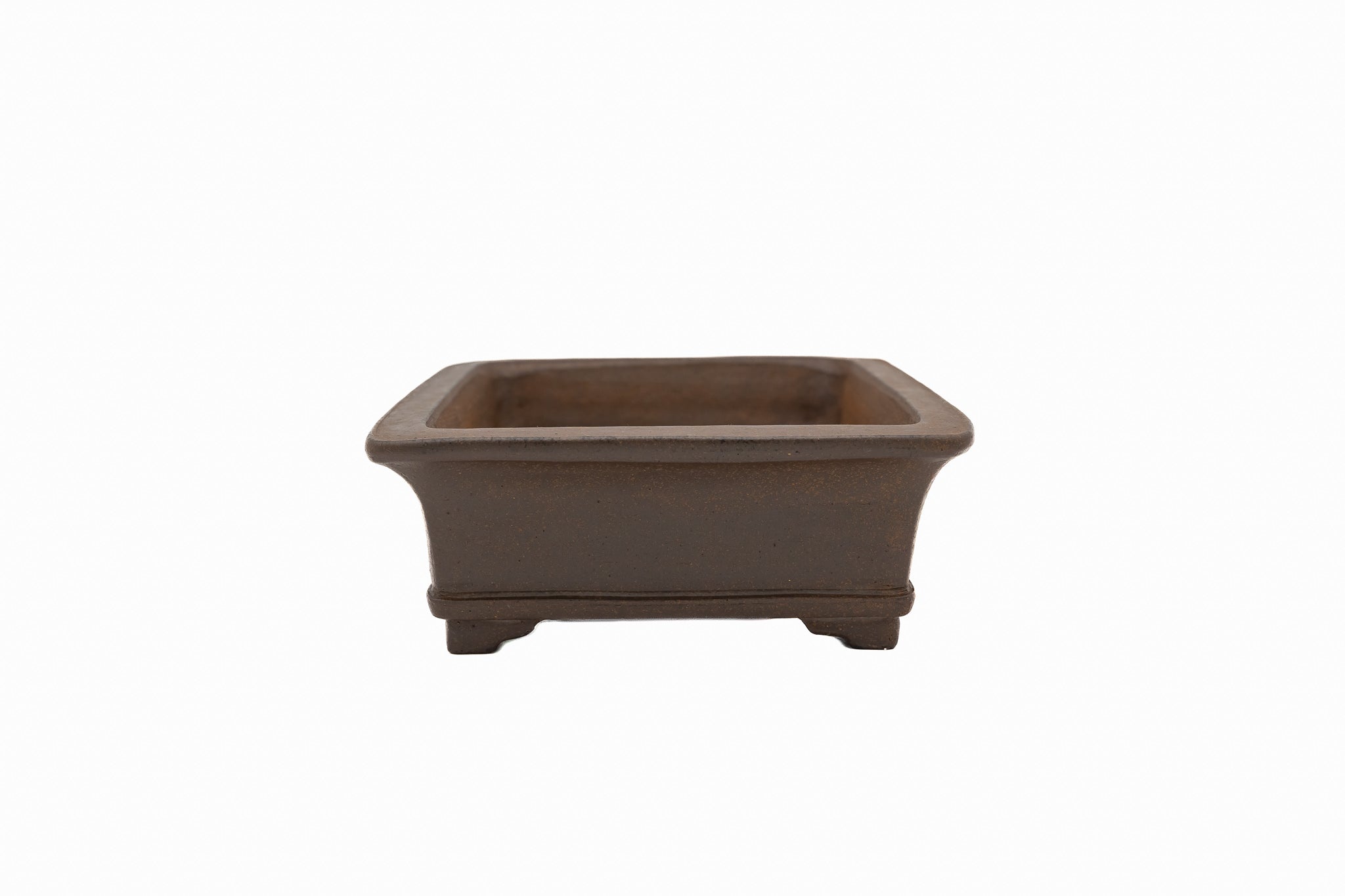 Medium Rectangular Unglazed Gyouzan Japanese Bonsai Pot – Nail Signed with Kiribako Box