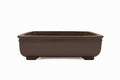 Large Rectangular Unglazed Gyouzan Japanese Bonsai Pot with Extended Flat Rim and Decorative Bottom Border