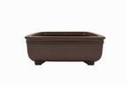 Large Rectangle Unglazed Japanese Bonsai Pot by Gyouzan – Chop Mark, Bold Form, Smooth Corners
