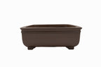 Large Rectangular Unglazed Gyouzan Japanese Bonsai Pot with Extended Flat Rim and Decorative Bottom Border