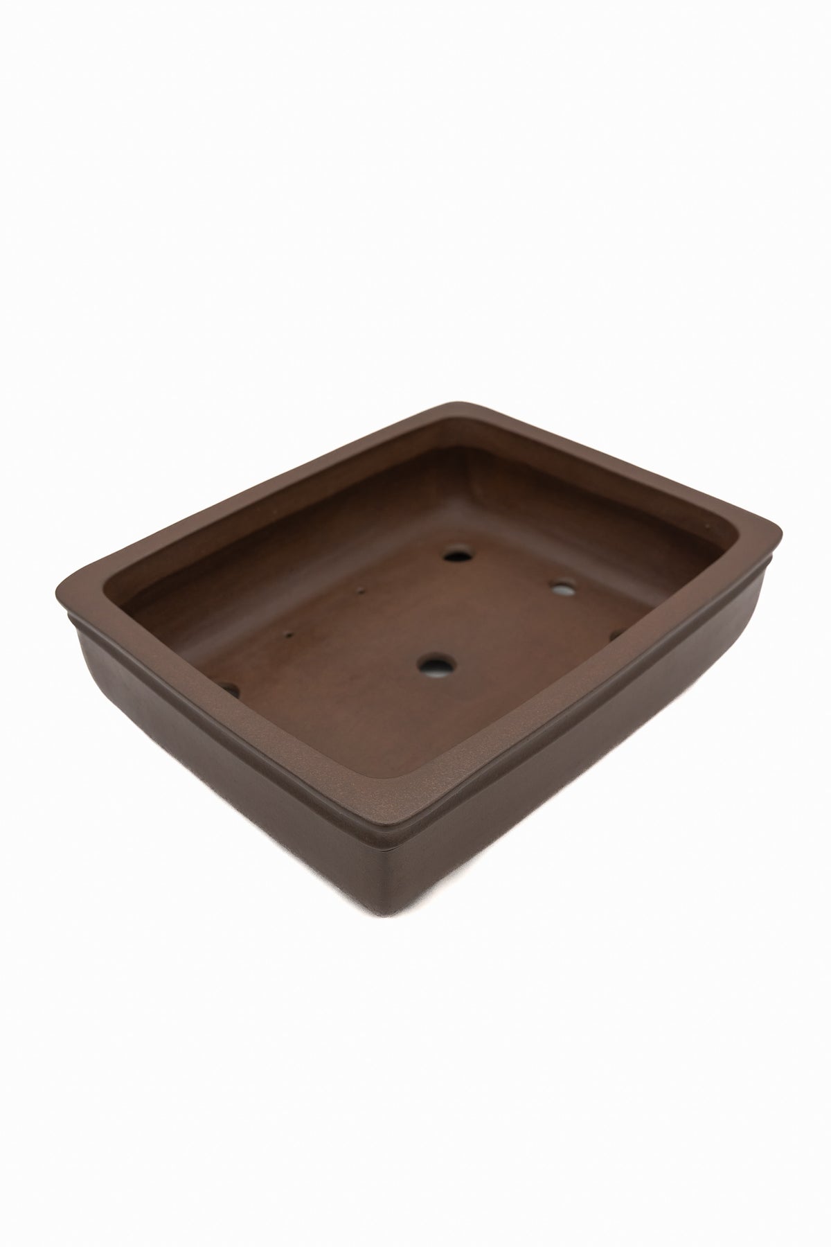 Large Rectangular Unglazed Gyouzan Japanese Bonsai Pot with Extended Flat Rim and Decorative Bottom Border
