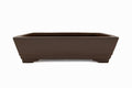 Large Rectangular Glazed Japanese Bonsai Pot – Gyouzan Kiln, Smooth Texture, Bold Form, Sharp Lines, Bottom Border, Chop Mark