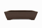 Large Rectangular Glazed Japanese Bonsai Pot – Gyouzan Kiln, Smooth Texture, Bold Form, Sharp Lines, Bottom Border, Chop Mark