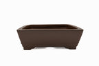 Large Rectangular Glazed Japanese Bonsai Pot – Gyouzan Kiln, Smooth Texture, Bold Form, Sharp Lines, Bottom Border, Chop Mark