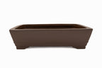 Large Rectangular Glazed Japanese Bonsai Pot – Gyouzan Kiln, Smooth Texture, Bold Form, Sharp Lines, Bottom Border, Chop Mark