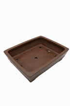 Large Rectangular Glazed Japanese Bonsai Pot – Gyouzan Kiln, Smooth Texture, Bold Form, Sharp Lines, Bottom Border, Chop Mark