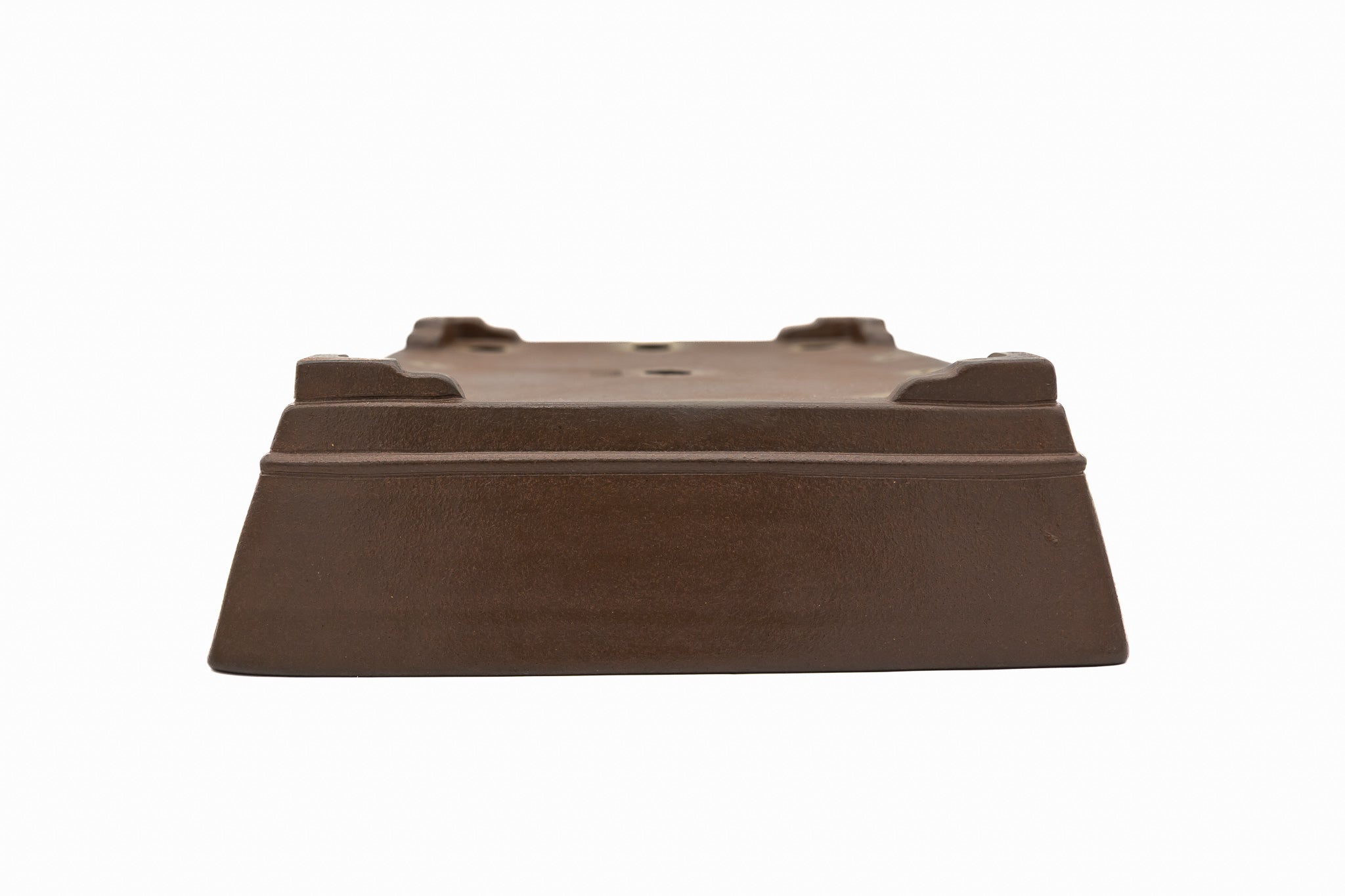 Large Rectangular Glazed Japanese Bonsai Pot – Gyouzan Kiln, Smooth Texture, Bold Form, Sharp Lines, Bottom Border, Chop Mark