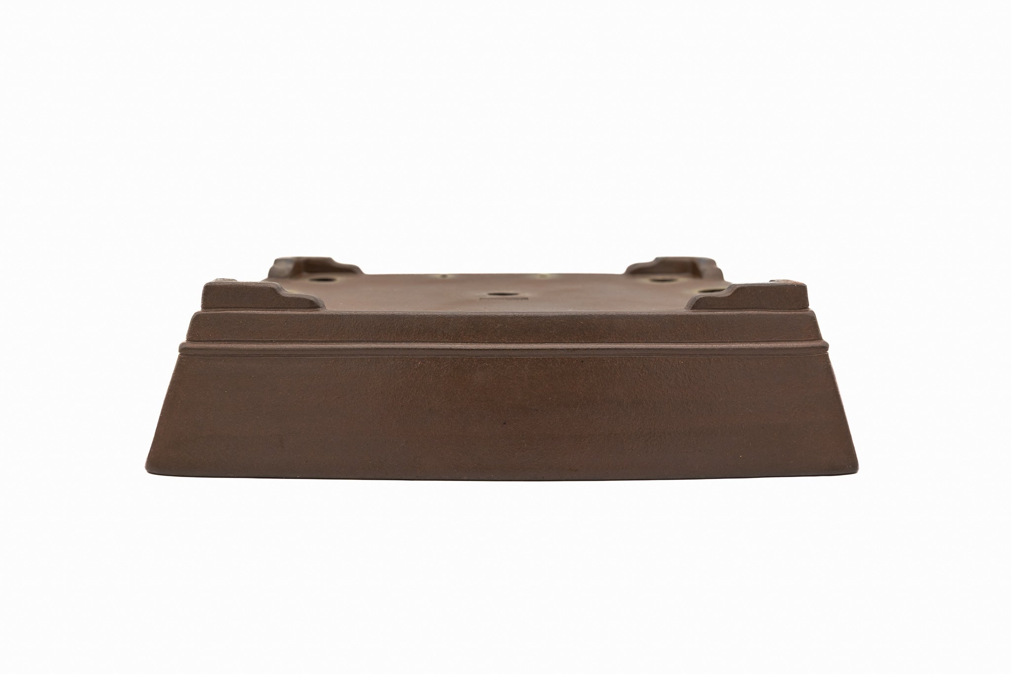 Large Rectangular Glazed Japanese Bonsai Pot – Gyouzan Kiln, Smooth Texture, Bold Form, Sharp Lines, Bottom Border, Chop Mark