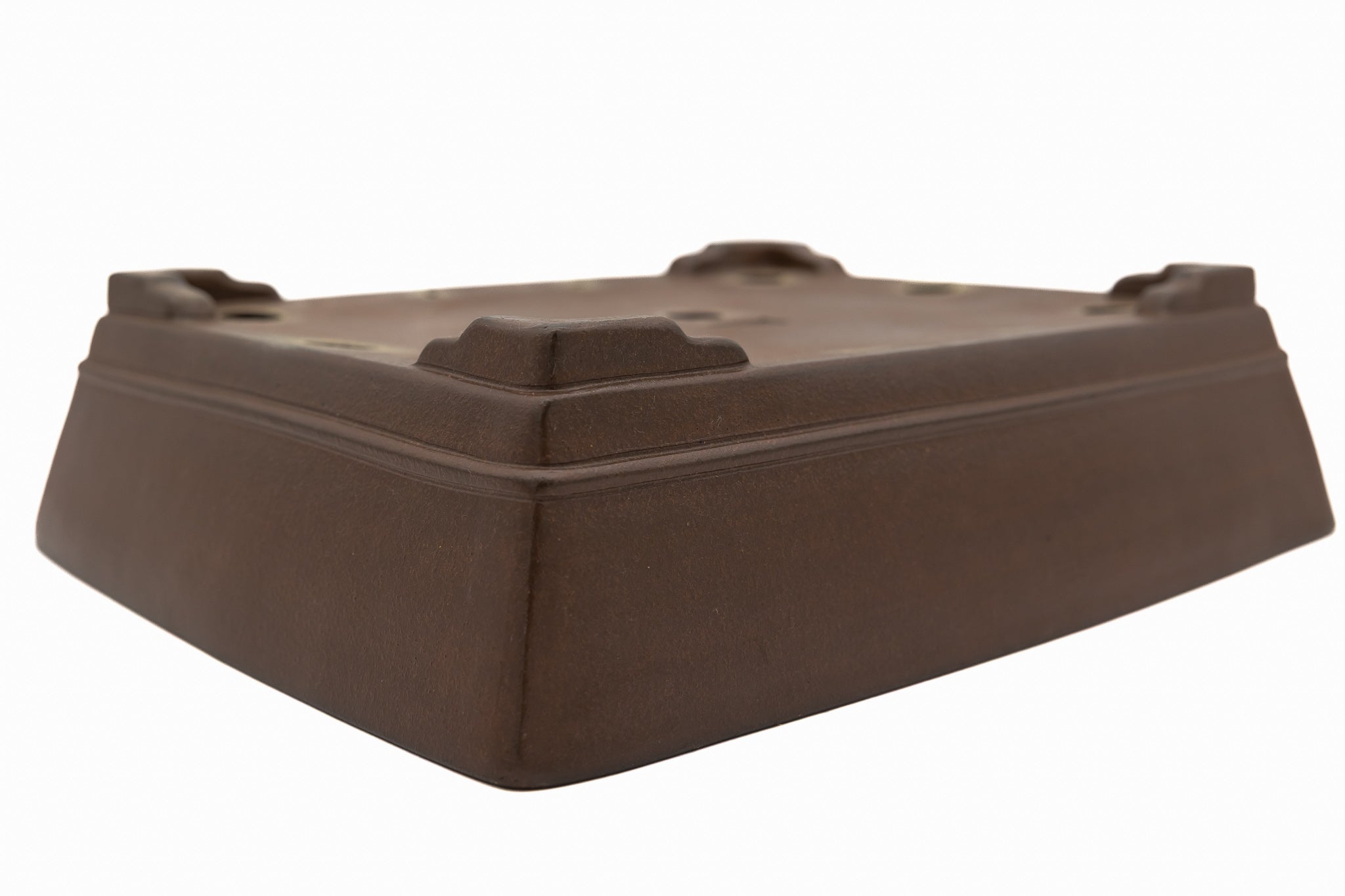 Large Rectangular Glazed Japanese Bonsai Pot – Gyouzan Kiln, Smooth Texture, Bold Form, Sharp Lines, Bottom Border, Chop Mark