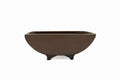 Medium Rectangular Unglazed Vintage Japanese Bonsai Pot – Gyouzan Kiln Nail Signature, 13x8.5x4.5, Unconventional Shape