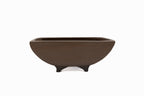 Medium Rectangular Unglazed Vintage Japanese Bonsai Pot – Gyouzan Kiln Nail Signature, 13x8.5x4.5, Unconventional Shape