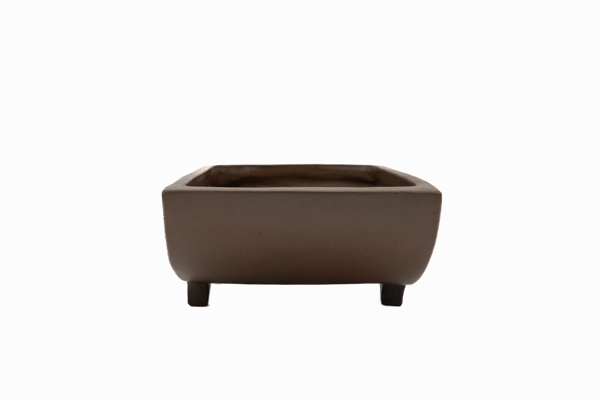 Medium Rectangular Unglazed Vintage Japanese Bonsai Pot – Gyouzan Kiln Nail Signature, 13x8.5x4.5, Unconventional Shape