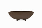 Medium Rectangular Unglazed Vintage Japanese Bonsai Pot – Gyouzan Kiln Nail Signature, 13x8.5x4.5, Unconventional Shape
