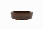 Large Round Unglazed Japanese Bonsai Pot – Bigei Kiln Nail Signature, Hand Carved Shiny Finish