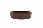 Large Round Unglazed Japanese Bonsai Pot – Bigei Kiln Nail Signature, Hand Carved Shiny Finish