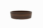 Large Round Unglazed Japanese Bonsai Pot – Bigei Kiln Nail Signature, Hand Carved Shiny Finish