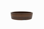 Large Round Unglazed Japanese Bonsai Pot – Bigei Kiln Nail Signature, Hand Carved Shiny Finish