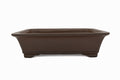 Large Rectangular Glazed Japanese Bonsai Pot – Gyouzan Kiln, Flat Rim, Decorative Bottom Border, Chop Mark