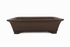 Large Rectangular Glazed Japanese Bonsai Pot – Gyouzan Kiln, Flat Rim, Decorative Bottom Border, Chop Mark