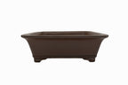 Large Rectangular Glazed Japanese Bonsai Pot – Gyouzan Kiln, Flat Rim, Decorative Bottom Border, Chop Mark
