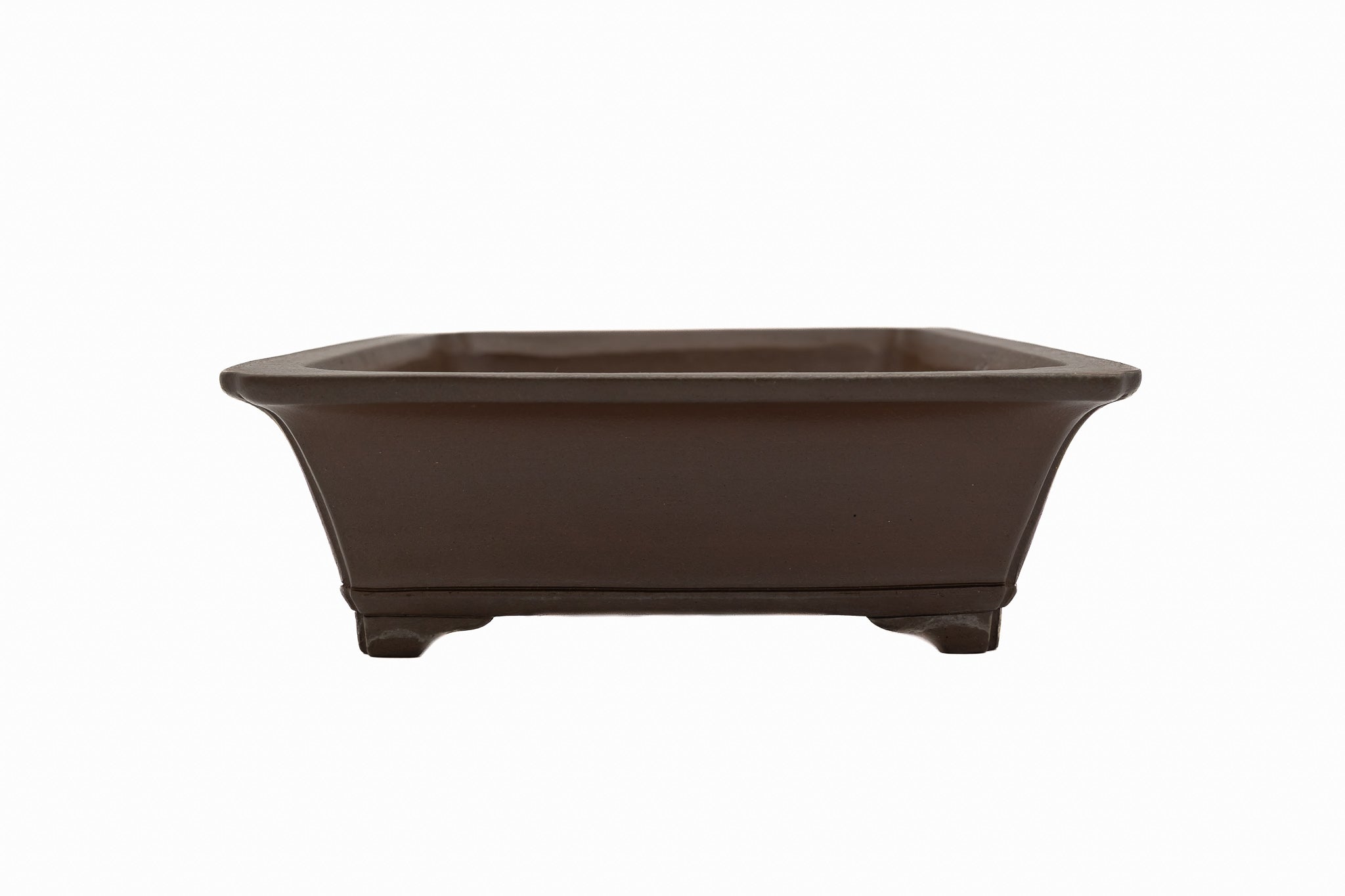 Large Rectangular Glazed Japanese Bonsai Pot – Gyouzan Kiln, Flat Rim, Decorative Bottom Border, Chop Mark