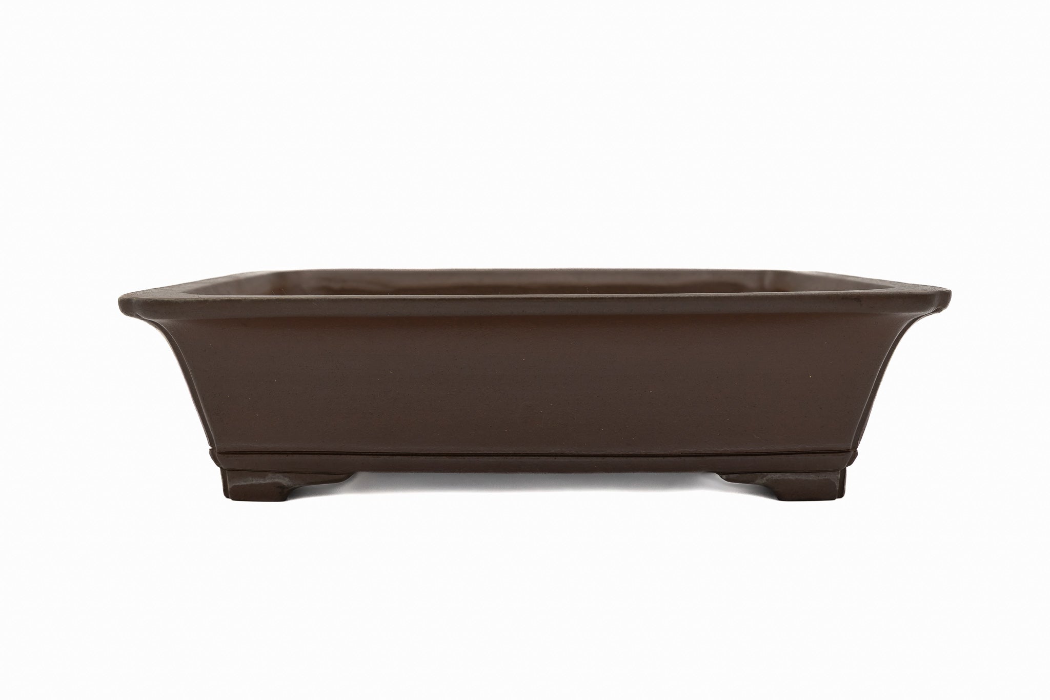 Large Rectangular Glazed Japanese Bonsai Pot – Gyouzan Kiln, Flat Rim, Decorative Bottom Border, Chop Mark