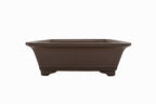 Large Rectangular Glazed Japanese Bonsai Pot – Gyouzan Kiln, Flat Rim, Decorative Bottom Border, Chop Mark