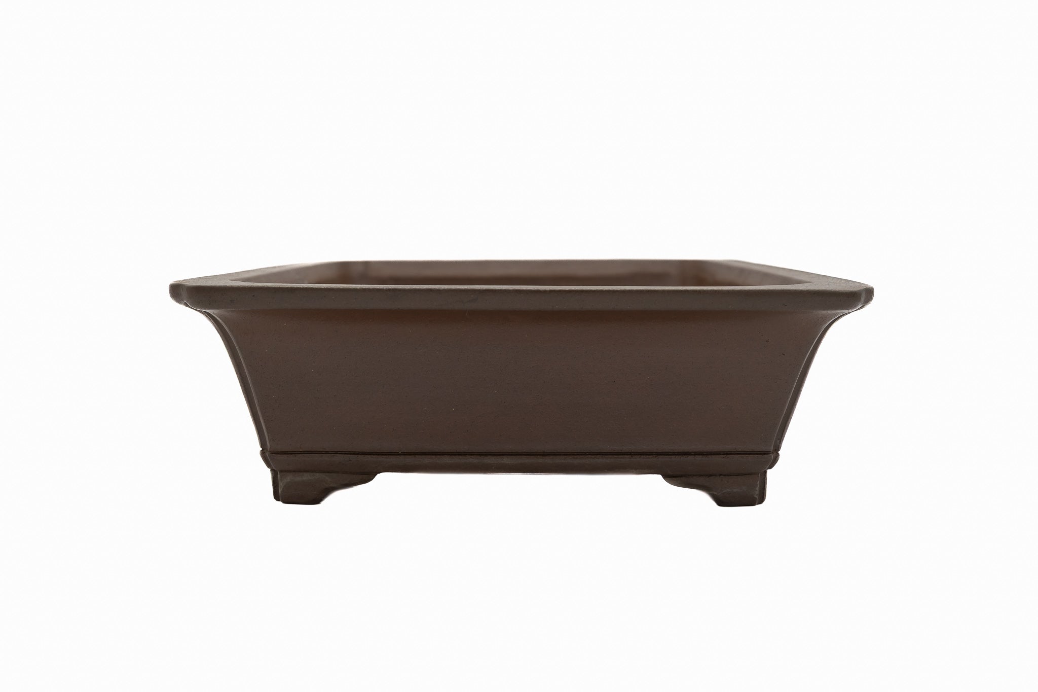 Large Rectangular Glazed Japanese Bonsai Pot – Gyouzan Kiln, Flat Rim, Decorative Bottom Border, Chop Mark