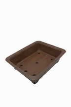 Large Rectangular Glazed Japanese Bonsai Pot – Gyouzan Kiln, Flat Rim, Decorative Bottom Border, Chop Mark
