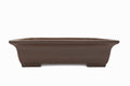 Large Rectangular Unglazed Japanese Bonsai Pot – Gyouzan Kiln, Chop Mark, Extended Flat Flared Rim