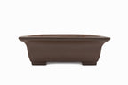 Large Rectangular Unglazed Japanese Bonsai Pot – Gyouzan Kiln, Chop Mark, Extended Flat Flared Rim