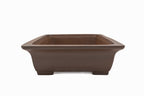 Large Rectangular Unglazed Japanese Bonsai Pot – Gyouzan Kiln, Chop Mark, Extended Flat Flared Rim