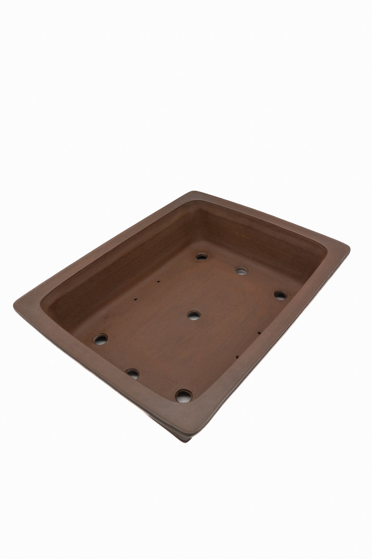 Large Rectangular Unglazed Japanese Bonsai Pot – Gyouzan Kiln, Chop Mark, Extended Flat Flared Rim
