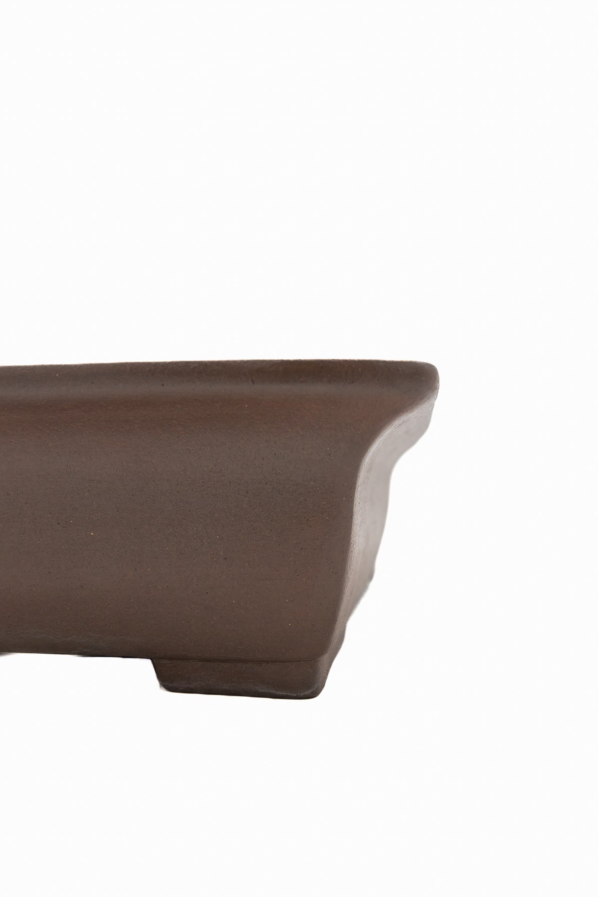 Large Rectangular Unglazed Japanese Bonsai Pot – Gyouzan Kiln, Chop Mark, Extended Flat Flared Rim