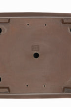 Large Rectangular Unglazed Japanese Bonsai Pot – Gyouzan Kiln, Chop Mark, Extended Flat Flared Rim
