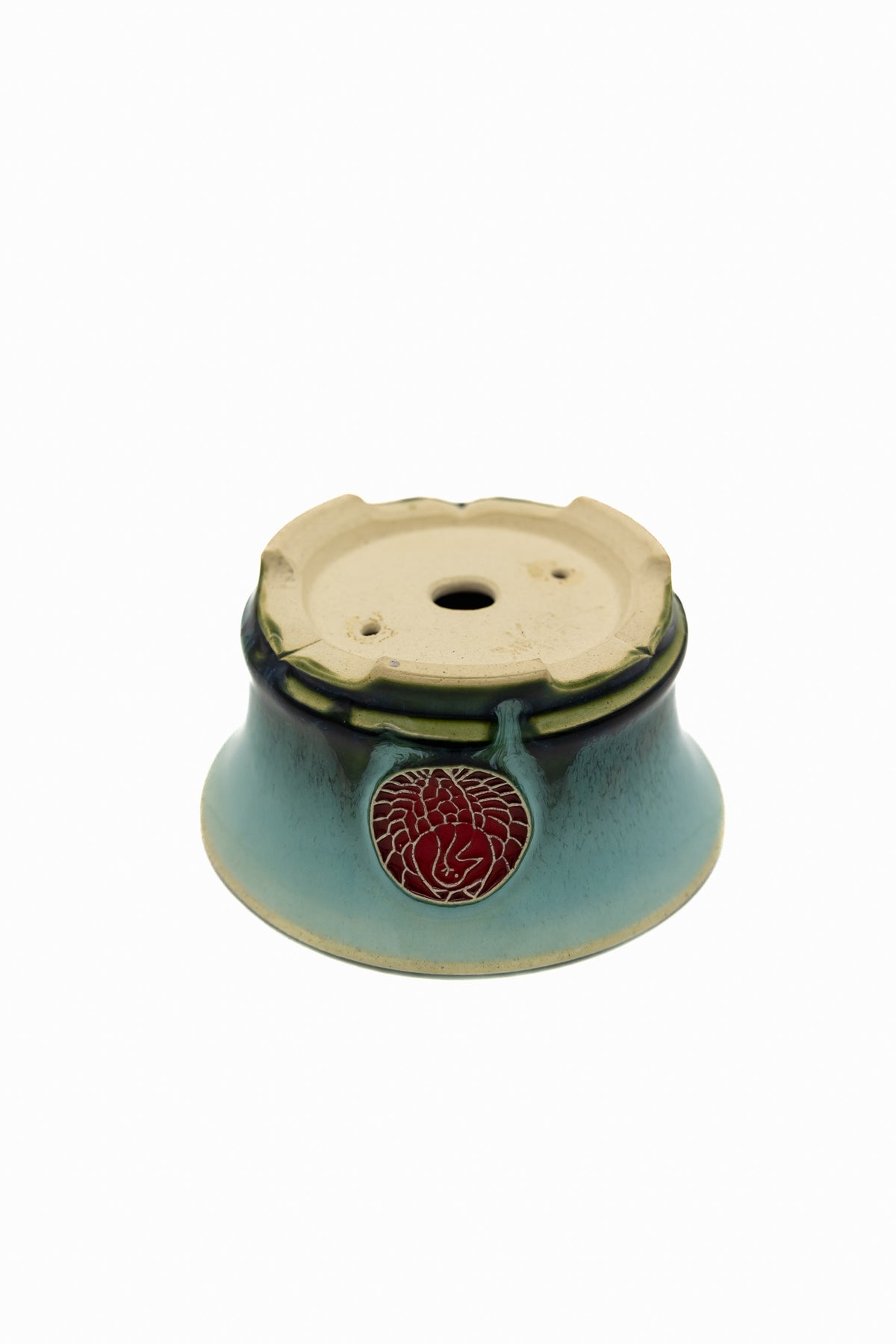 Small Round White Glazed Japanese Bonsai Pot – Biko Kiln Medallion Heavy Drip Chop