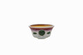 Small Round Biko Kiln Japanese Bonsai Pot – Two-Tone White Glaze with Crane Medallion, Chop and Nail Signed