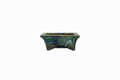 4.5x3.5x1.5 Inch Bushuan Rectangle Bonsai Pot #577 – Heavy Drip Glaze, Green, Chop Mark