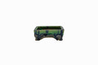 Small Rectangular Green Bushuan Japanese Bonsai Pot – Heavy Drip Glaze, Hand Carved, Cloud Feet, Chop Mark