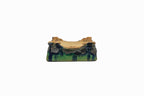Small Rectangular Green Bushuan Japanese Bonsai Pot – Heavy Drip Glaze, Hand Carved, Cloud Feet, Chop Mark