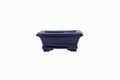 4.5x3.5x1.5 Inch Bushuan Rectangle Bonsai Pot #651 – Heavy Drip Glaze, Ruri Blue, Chop Mark