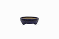 Small Rectangle Ruri Blue Glazed Japanese Bonsai Pot – Bushuan Kiln, Double Chop, Deep Glaze, Cloud Feet, Glazed Bottom