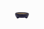 Small Rectangle Ruri Blue Glazed Japanese Bonsai Pot – Bushuan Kiln, Double Chop, Deep Glaze, Cloud Feet, Glazed Bottom