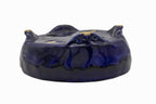 Small Rectangle Ruri Blue Glazed Japanese Bonsai Pot – Bushuan Kiln, Double Chop, Deep Glaze, Cloud Feet, Glazed Bottom