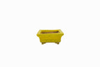 Small Rectangular Yellow Crackled Glaze Japanese Bonsai Pot – Bushuan Kiln, Step Cut Feet, Heavy Drip, Chop Mark
